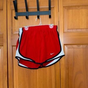 Nike Women's Red and White Athletic Shorts